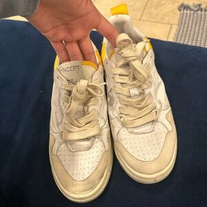 White and Yellow Sneakers